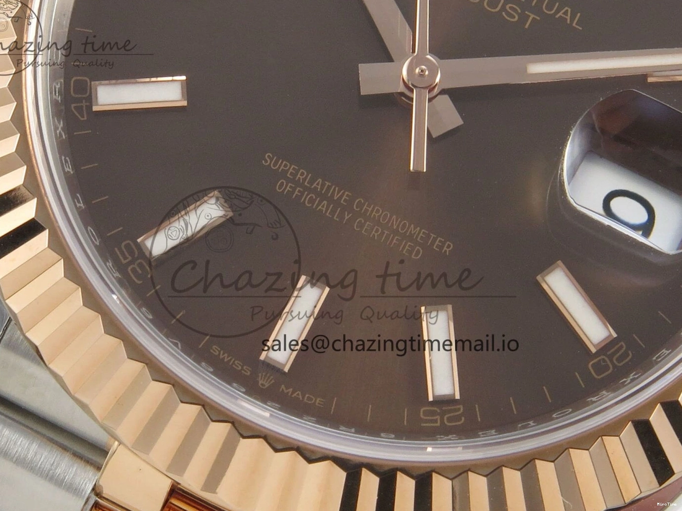 MiroTime 0202 DateJust 41 126331 SS RG ARF 1:1 Best Edition Brown Stick Dial on Jubilee Bracelet SH3235 (Weighted) TopPick 196